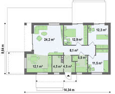 Проект небольшого современного одноэтажного дома