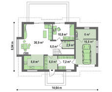 Проект современного дома с пятью спальнями и гаражом