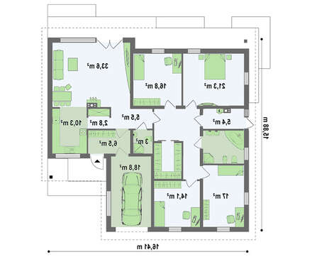 Проект одноэтажного дома с гаражом на одну машину