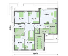 Проект одноэтажного дома с гаражом на одну машину