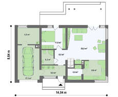 Проект коттеджа со встроенным гаражом и мансардой