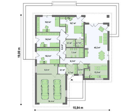 Проект дома площадю 207 кв.м. с гаражом