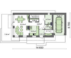 Проект дома с оригинальным фасадом для большого участка