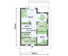 Проект узкого дома с мансардой в традиционном стиле