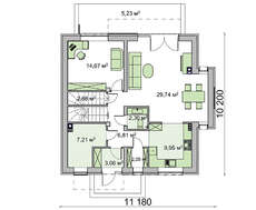 Проект простого дома с двускатной кровлей