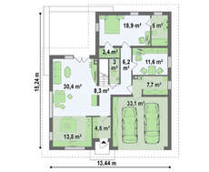 Проект дома с фасадными окнами на мансарде