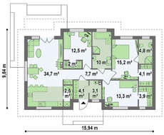 Проект классического одноэтажного дома