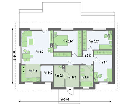 Проект простого элегантного одноэтажного дома