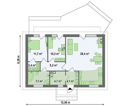 Проект одноэтажного экономичного и функционального дома