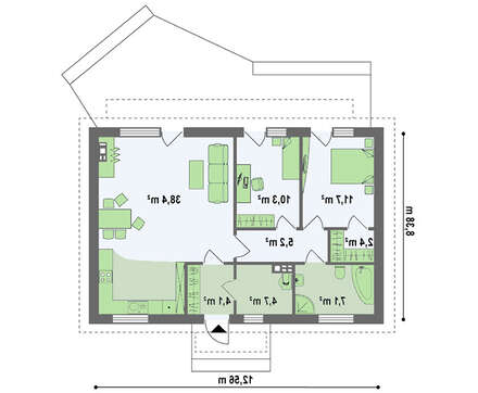Проект одноэтажного экономичного и функционального дома