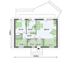 Проект одноэтажного экономичного и функционального дома