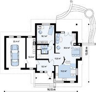Проект просторного дома сложной формы
