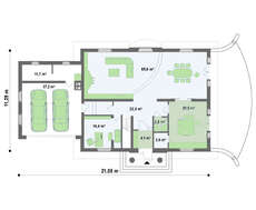 Проект особняка с гаражом для двух авто