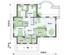 Проект одноэтажного дома с помещением для мансарды