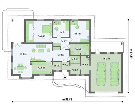 Проект дома площадью 203 кв.м. с гаражом для двух машин