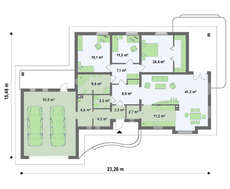 Проект дома площадью 203 кв.м. с гаражом для двух машин