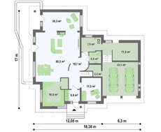 Проект особняка с гаражом для 2-х авто