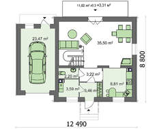 Симпатичный проект эко дома с гаражом
