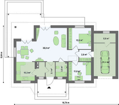 Классический проект небольшого дачного дома
