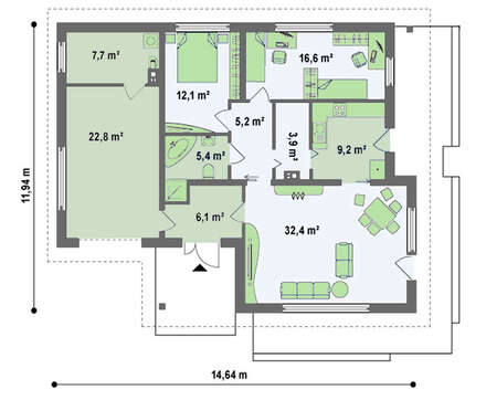 Проект небольшого дачного дома с гаражом