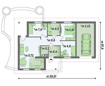 Проект стильного одноэтажного дома с гаражом