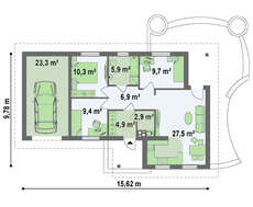 Проект стильного одноэтажного дома с гаражом