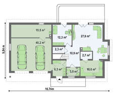 Проект светлого уютного коттеджа с мансардой и гаражом для 2х автомобилей
