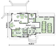 Проект дома с гаражом и эркером