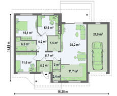 Проект одноэтажного классического дома с гаражом