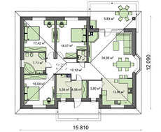 Проект одноэтажного дома площадью 141 кв.м.