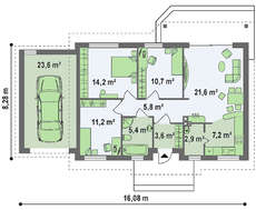 Проект комфортного уютного одноэтажного дома с гаражом