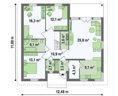 Проект большого элегантного дома с мансардой