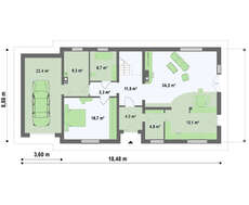 Проект классического коттеджа с мансардой и 2 спальнями