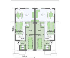 Современный стильный дом на две семьи с просторными балконами на втором этаже