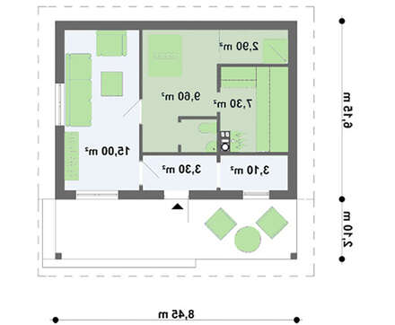Проект аккуратной бани с террасой