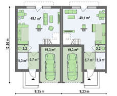 Проект современного энергосберегающего коттеджа формы таунхаус