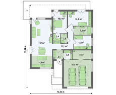 Проект коттеджа хай-тек с гаражом на две машины