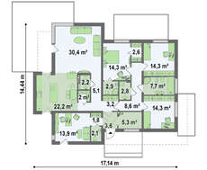 Проект одноэтажного дома в стиле хай -тек