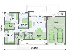 Проект коттеджа хай тек с гаражом на два авто