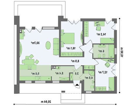 Проект одноэтажного коттеджа модерн