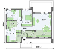 Проект одноэтажного коттеджа модерн