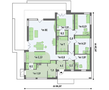 Одноэтажный коттедж с плоской крышей