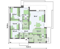Одноэтажный коттедж с плоской крышей