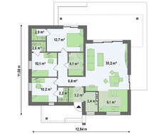 Проект современного одноэтажного коттеджа с плоской крышей