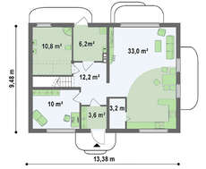 Проект двухэтажного коттеджа с двускатной крышей