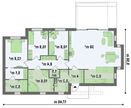 Проект практичного одноэтажного дома в стиле хай-тек