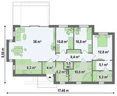 Проект практичного одноэтажного дома в стиле хай-тек