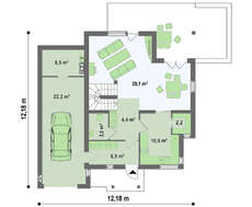 Проект оригинального коттеджа с мансардой