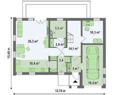 Проект современного коттеджа с мансардой и гаражом