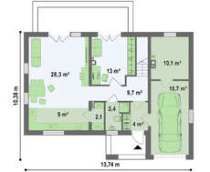 Проект уютного коттеджа с гаражом